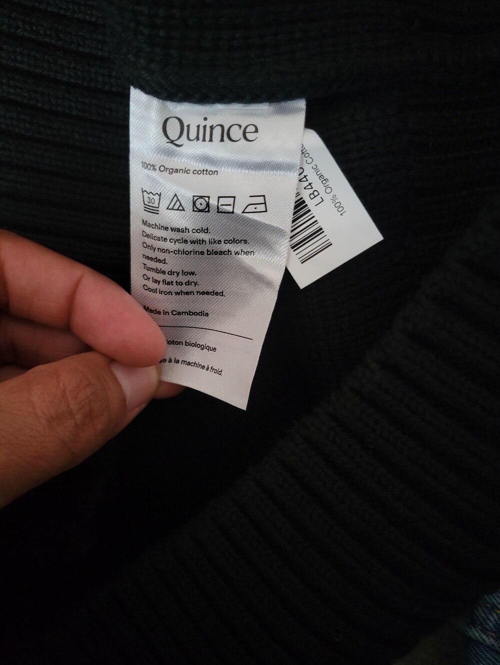 Quince Black 100% Organic Cotton Turtleneck Sweater XL - Picture 8 of 12